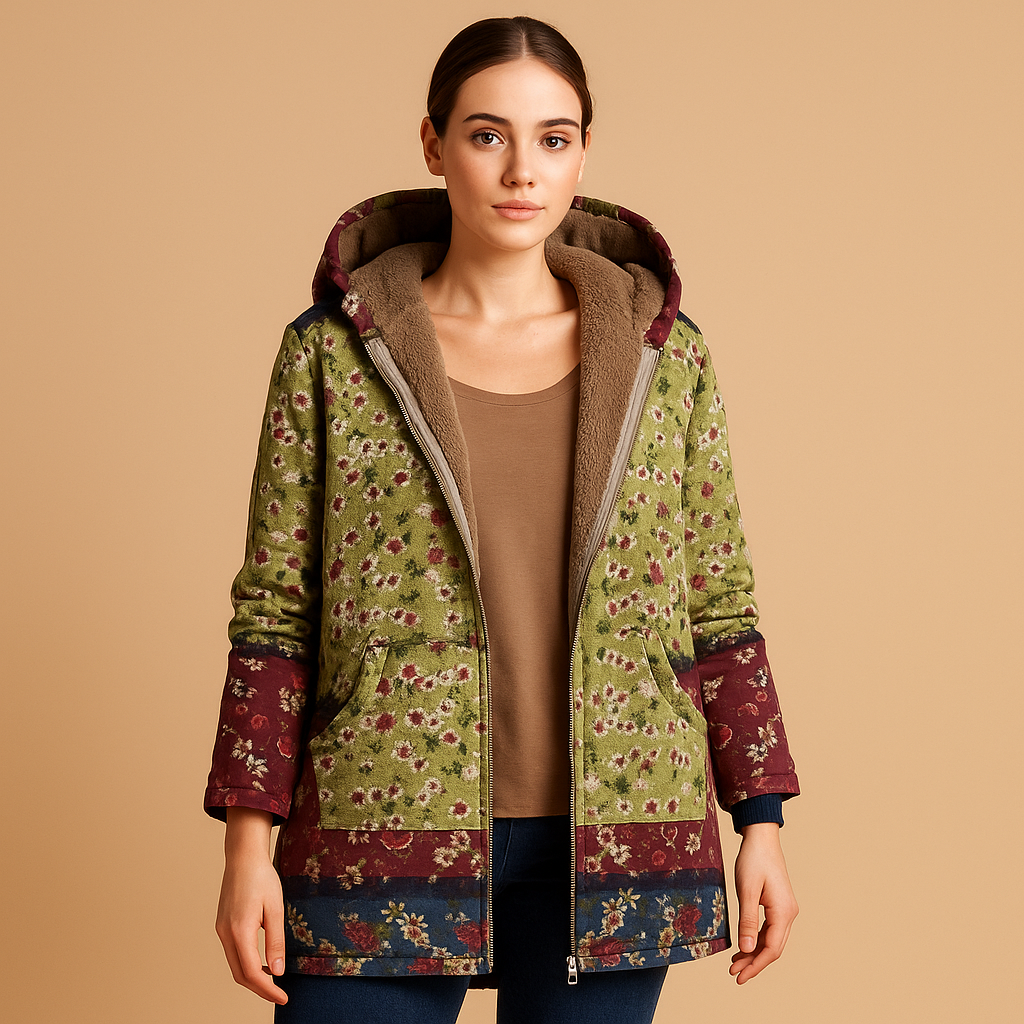 Women’s reversible thermal jacket with hood, lightweight fit, and stylish sleeve details. Quick-dry, moisture-wicking design for cold days and daily wear.