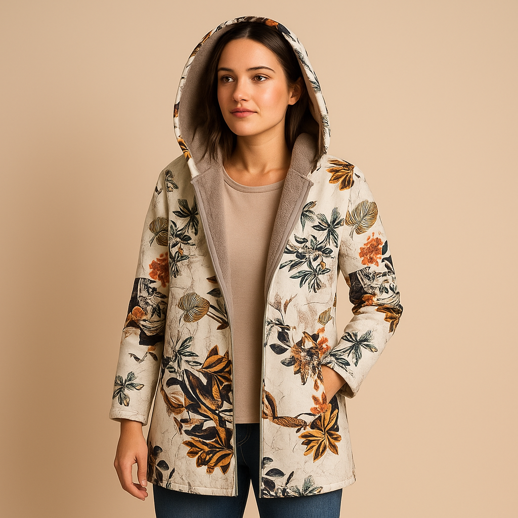 Women’s reversible thermal jacket with hood, lightweight fit, and stylish sleeve details. Quick-dry, moisture-wicking design for cold days and daily wear.