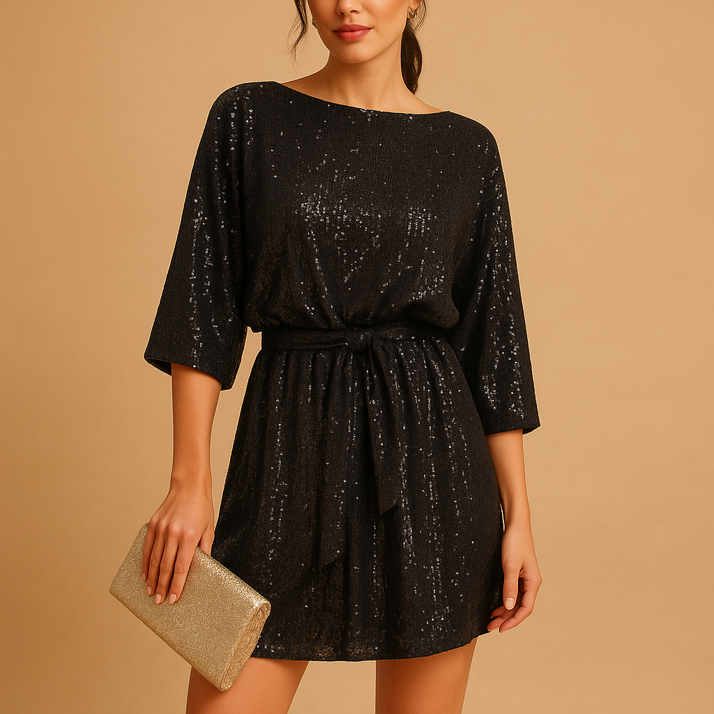 Sequin evening dress for women named Brielle, featuring elegant ruffles, a flattering silhouette, and a glamorous design perfect for galas and special events.