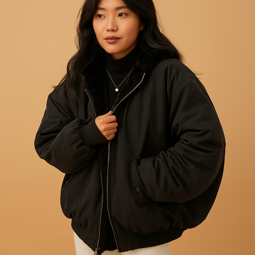 Short winter coat with hood for women featuring warm lining, durable design, and modern fit, available in black, blue, and white.