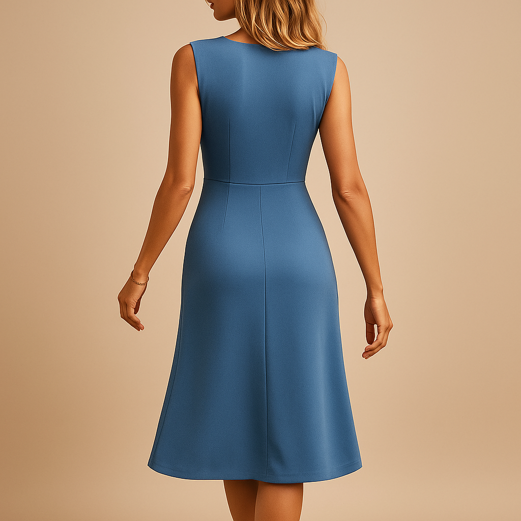 Sleeveless summer dress for women made from lightweight, breathable fabric with a flattering knee-length design, ideal for warm days and holidays.