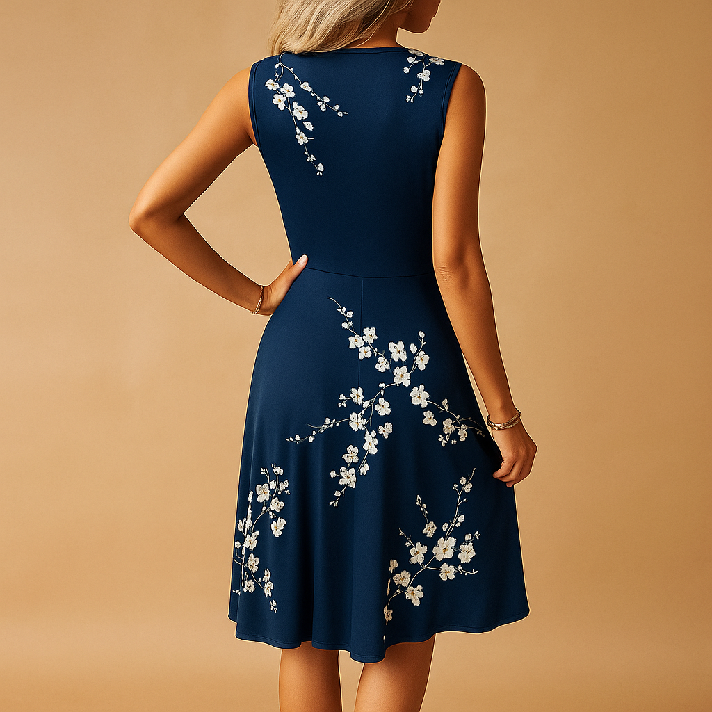 Sleeveless summer dress for women made from lightweight, breathable fabric with a flattering knee-length design, ideal for warm days and holidays.