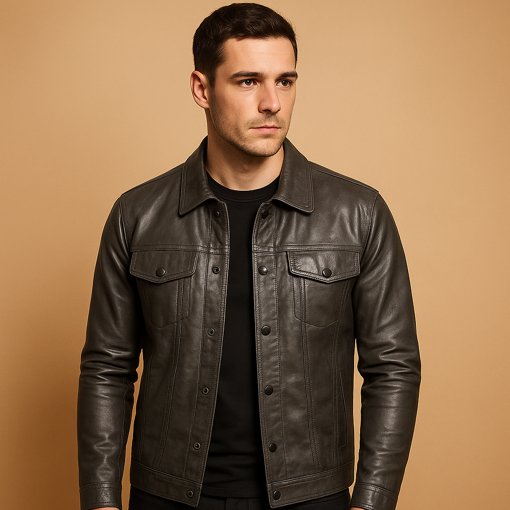 Men’s slim fit biker jacket with modern streetstyle details, lightweight and durable design, perfect for motor rides, casual wear, and daily use.