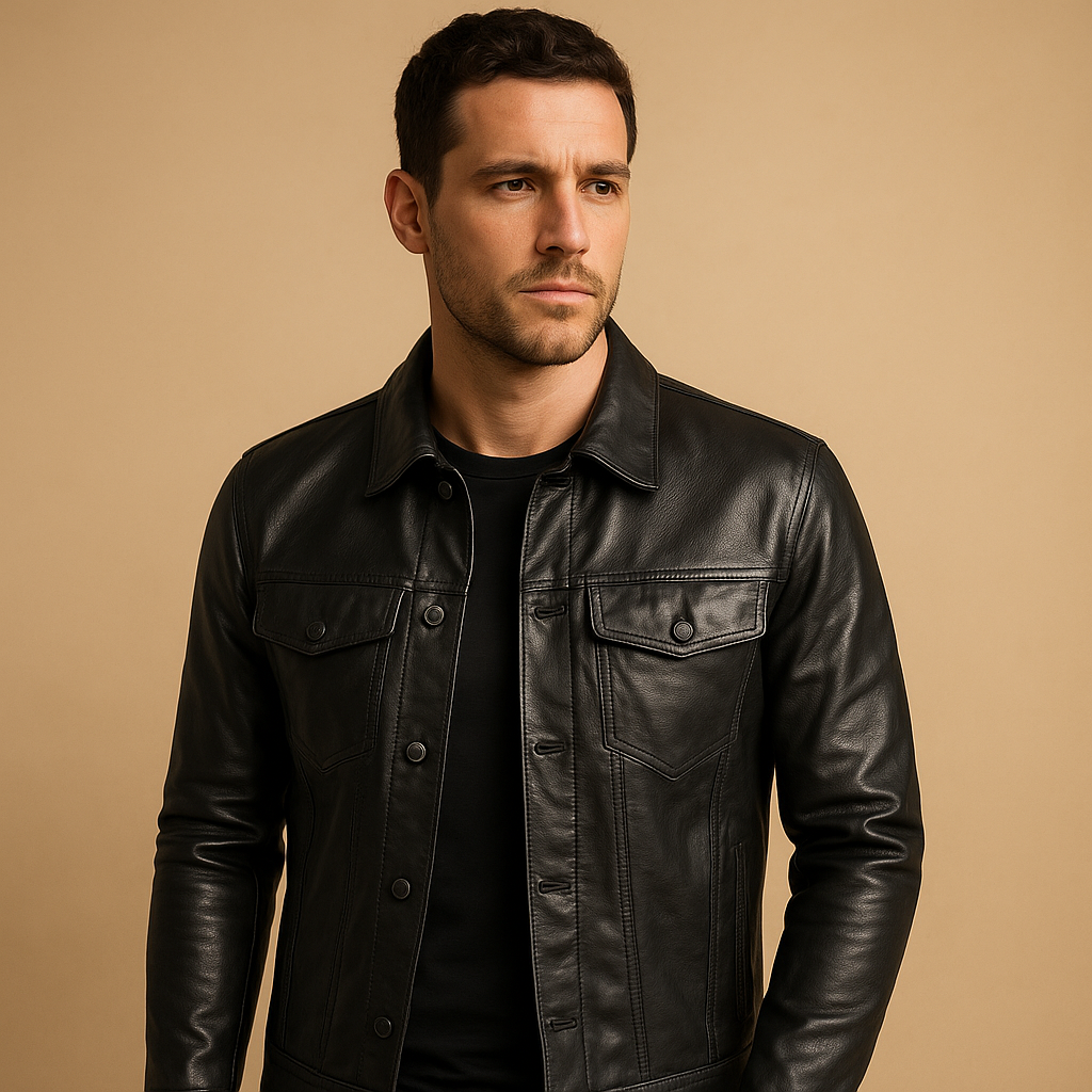 Men’s slim fit biker jacket with modern streetstyle details, lightweight and durable design, perfect for motor rides, casual wear, and daily use.