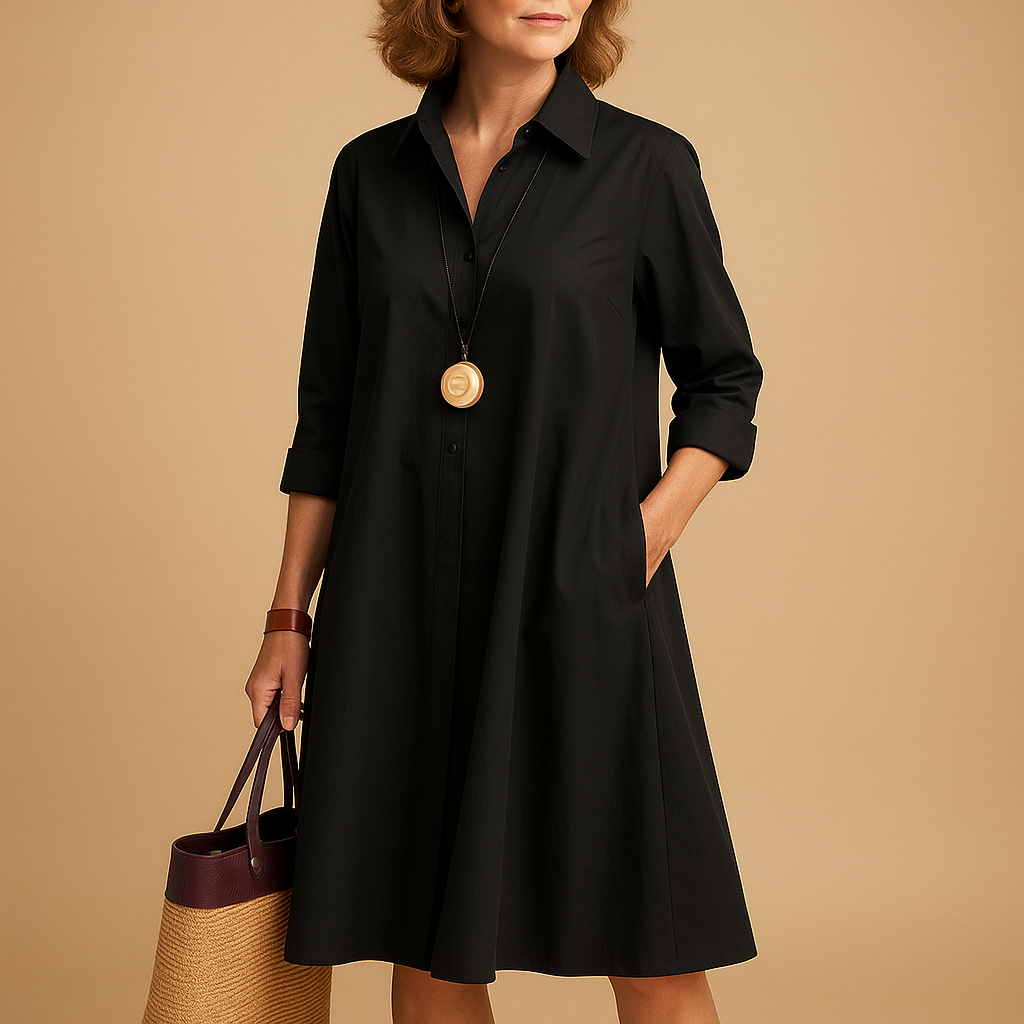 Stretch polo dress for women with collar, slim fit, and breathable fabric, perfect for casual days, office wear, or smart-casual events.