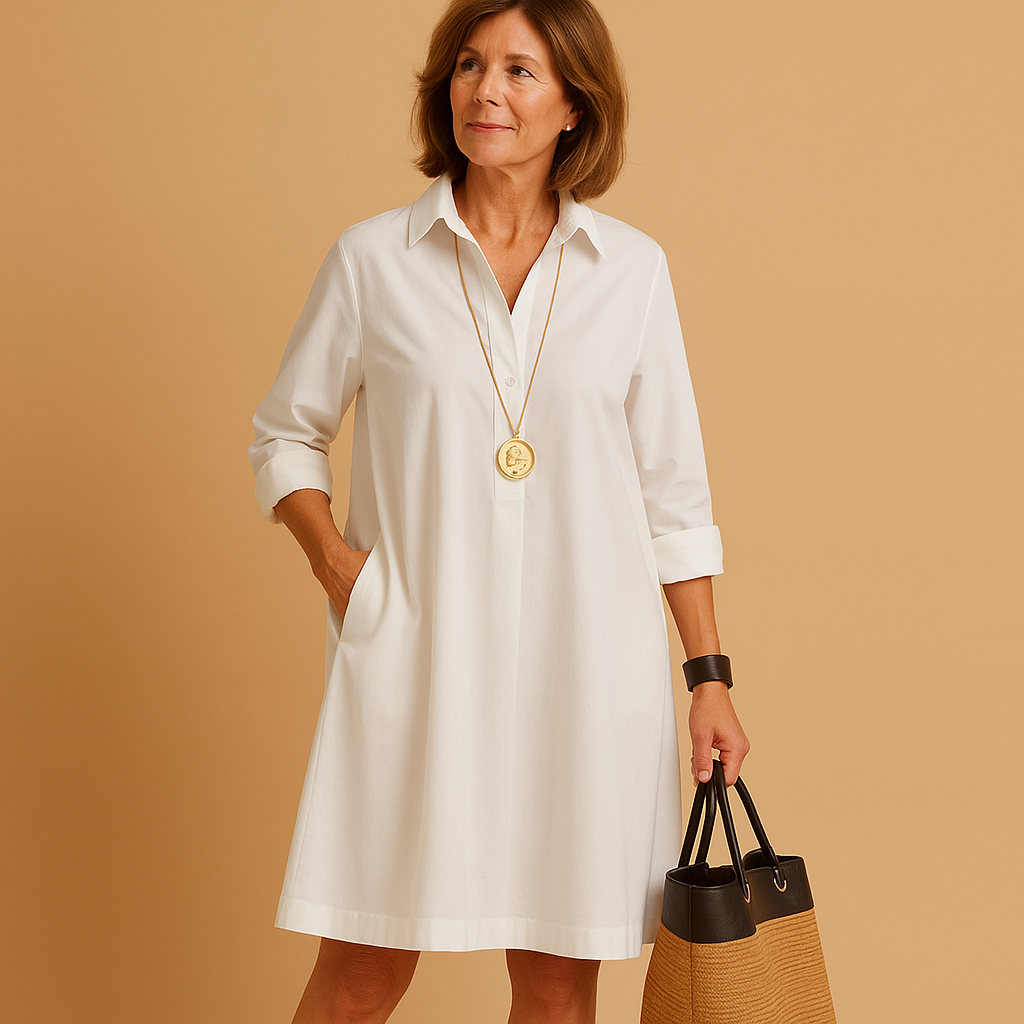 Stretch polo dress for women with collar, slim fit, and breathable fabric, perfect for casual days, office wear, or smart-casual events.