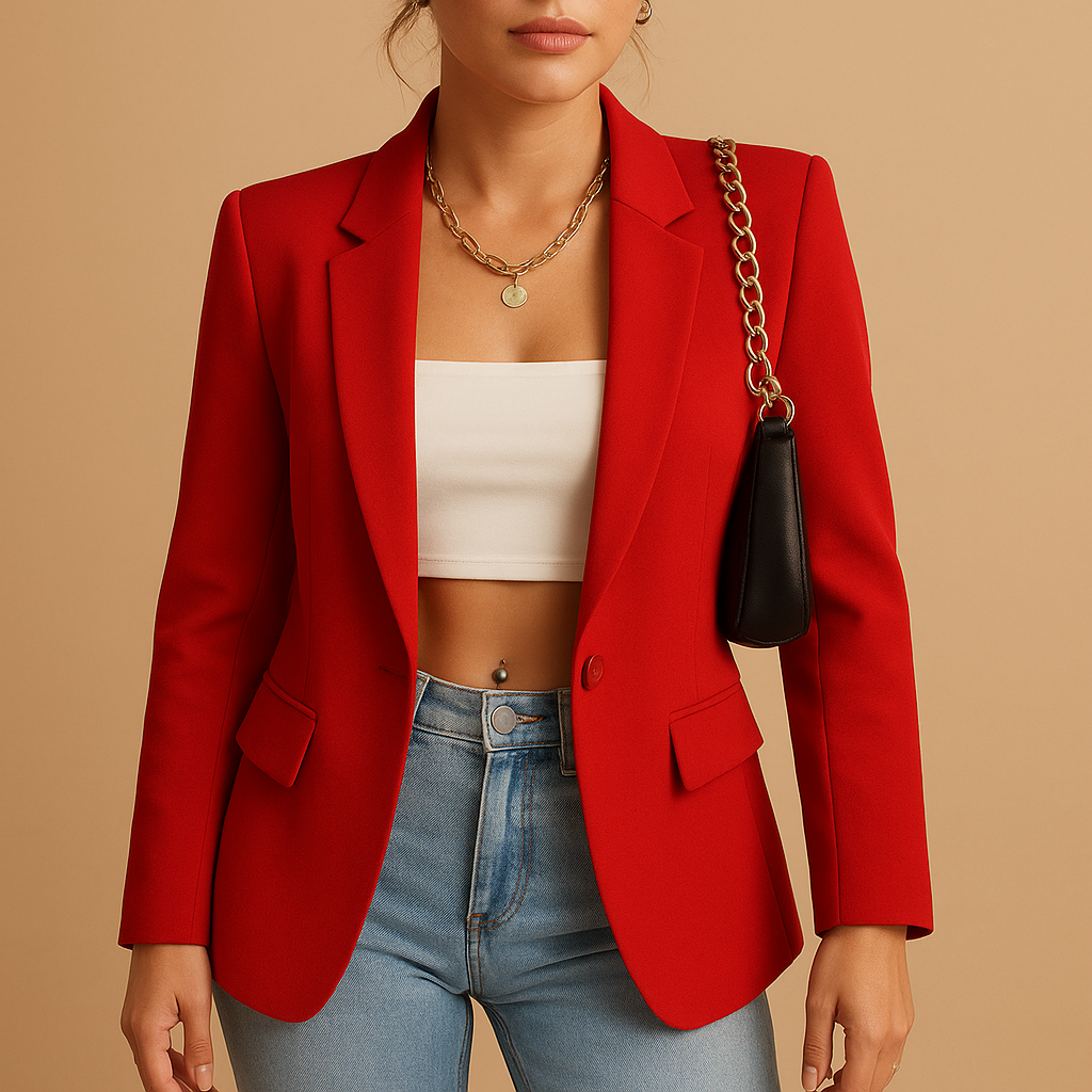 Tailored elegant blazer for women with a flattering fit and classic modern accents, ideal for office wear, formal occasions and stylish everyday outfits.