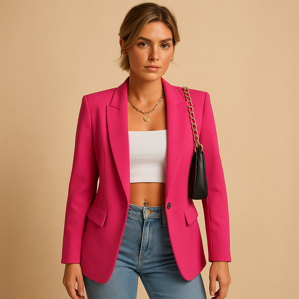 Tailored elegant blazer for women with a flattering fit and classic modern accents, ideal for office wear, formal occasions and stylish everyday outfits.
