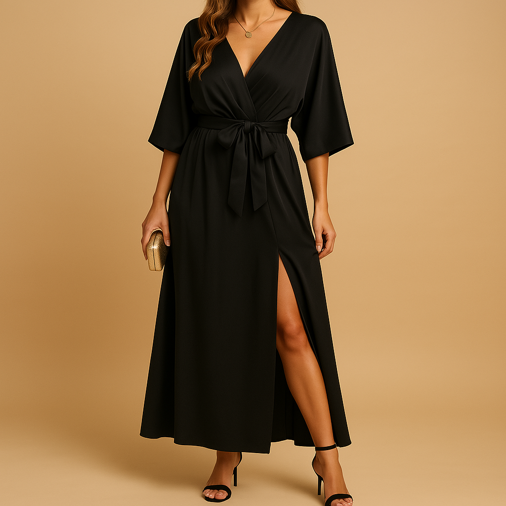 Women’s timeless V-neck dress with flattering cut and versatile design. Perfect for daily outfits, evening parties, or special occasions.