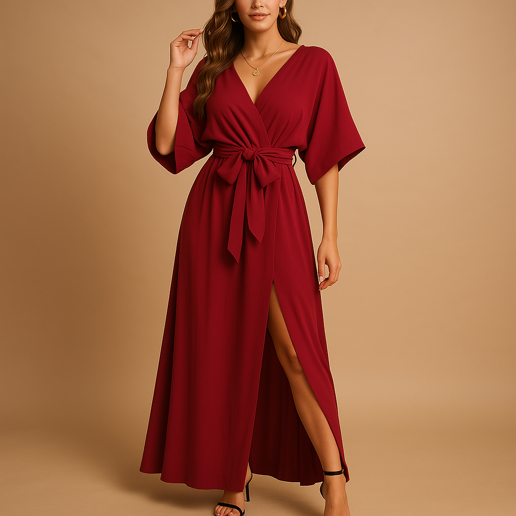 Women’s timeless V-neck dress with flattering cut and versatile design. Perfect for daily outfits, evening parties, or special occasions.