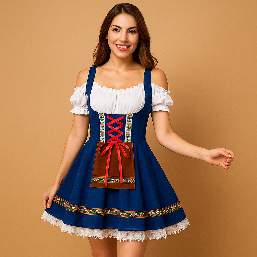 Traditional Oktoberfest dress for women with authentic design and flattering fit, available in multiple colours for festive occasions.