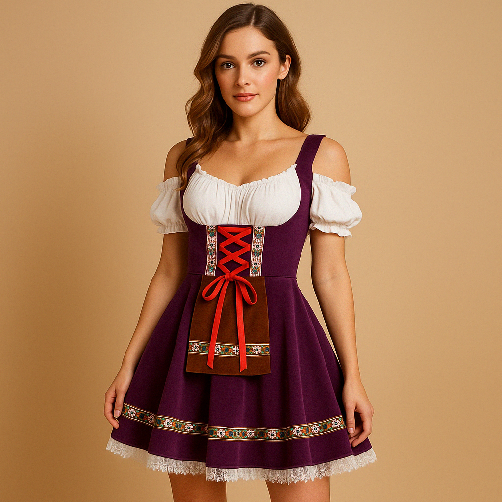 Traditional Oktoberfest dress for women with authentic design and flattering fit, available in multiple colours for festive occasions.
