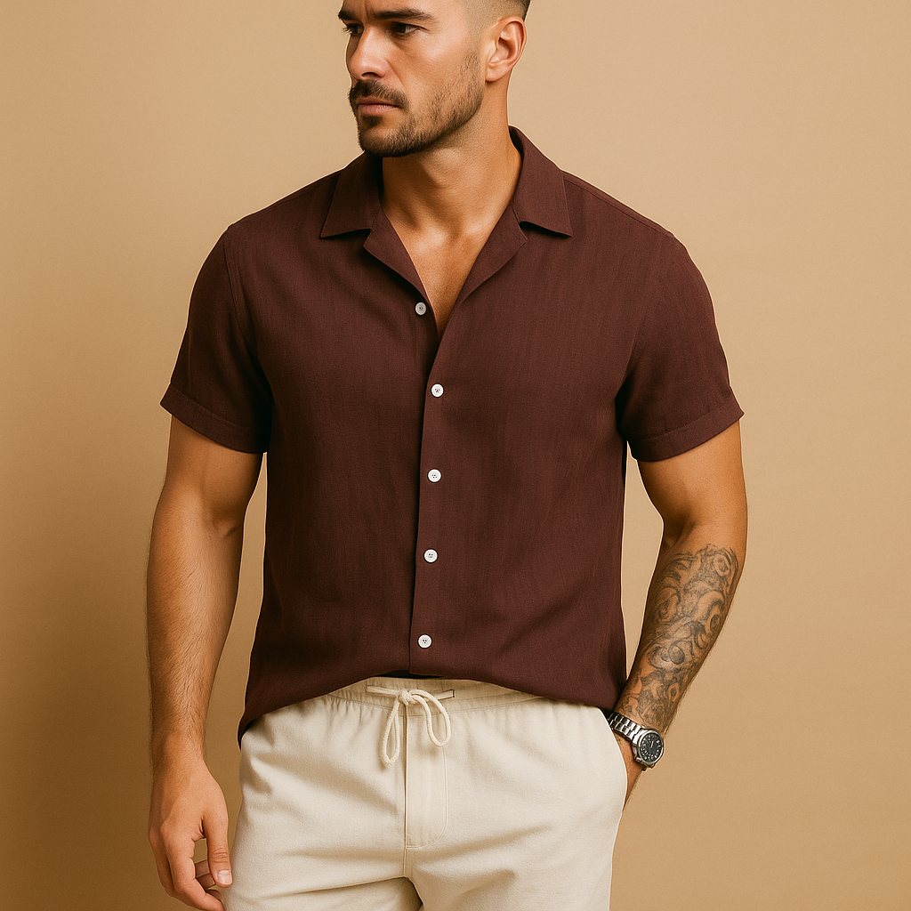 Men’s two-piece summer outfit set with breathable fabric, timeless design, and comfortable fit. Perfect for casual outings, holidays, or semi-formal summer events.