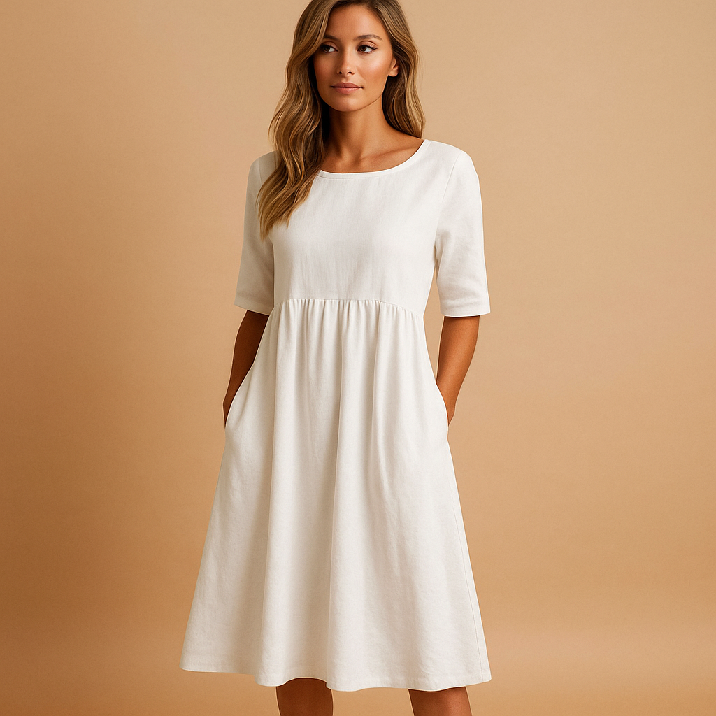Elegant women’s vintage midi dress with a flattering silhouette, perfect for garden parties, daily wear, and timeless chic occasions.