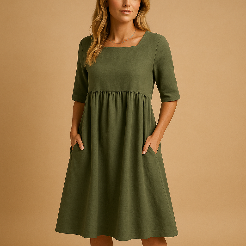 Elegant women’s vintage midi dress with a flattering silhouette, perfect for garden parties, daily wear, and timeless chic occasions.
