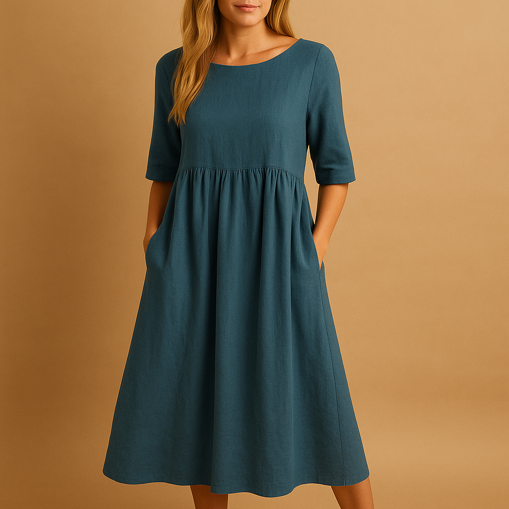 Elegant women’s vintage midi dress with a flattering silhouette, perfect for garden parties, daily wear, and timeless chic occasions.