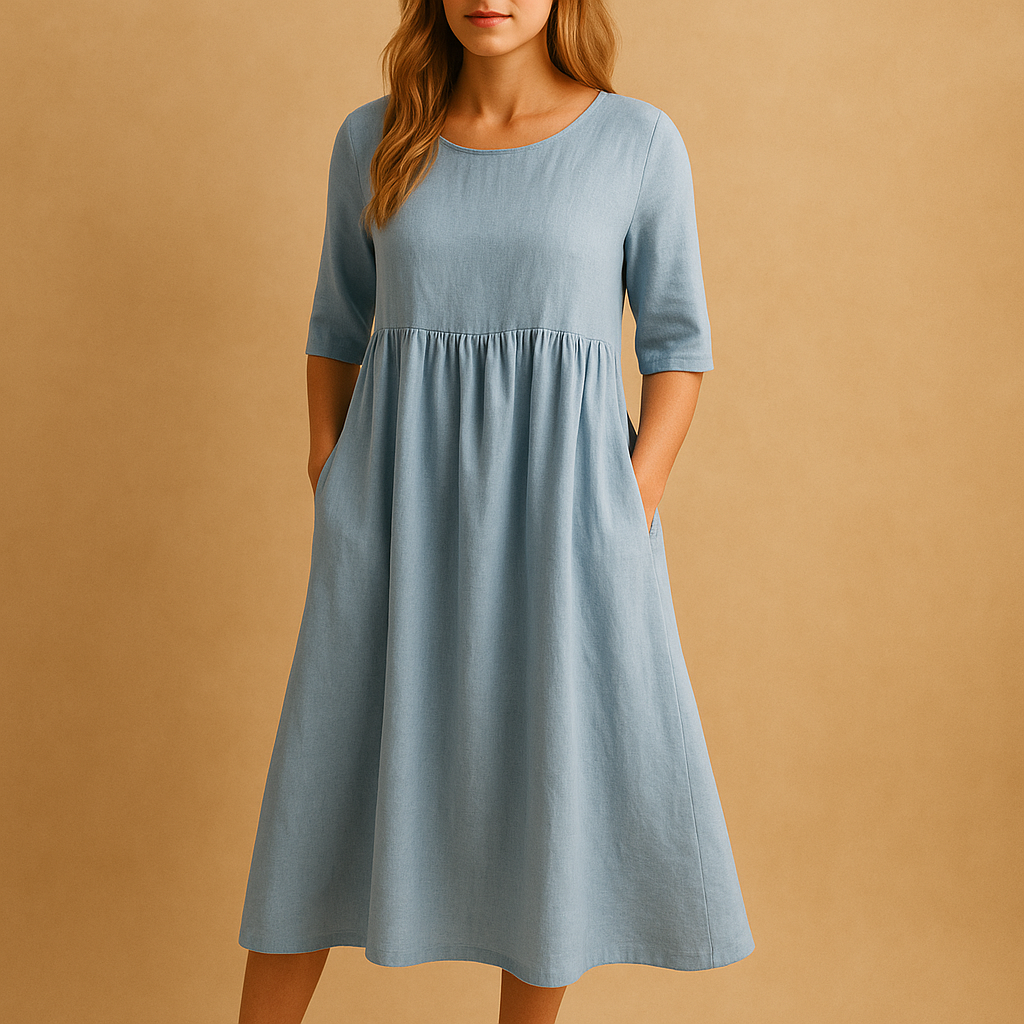 Elegant women’s vintage midi dress with a flattering silhouette, perfect for garden parties, daily wear, and timeless chic occasions.