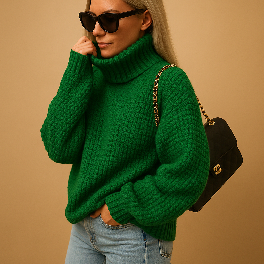 Women’s warm knitted pullover sweater with breathable fabric, classic fit, and subtle details. Ideal for autumn, winter, and versatile styling.