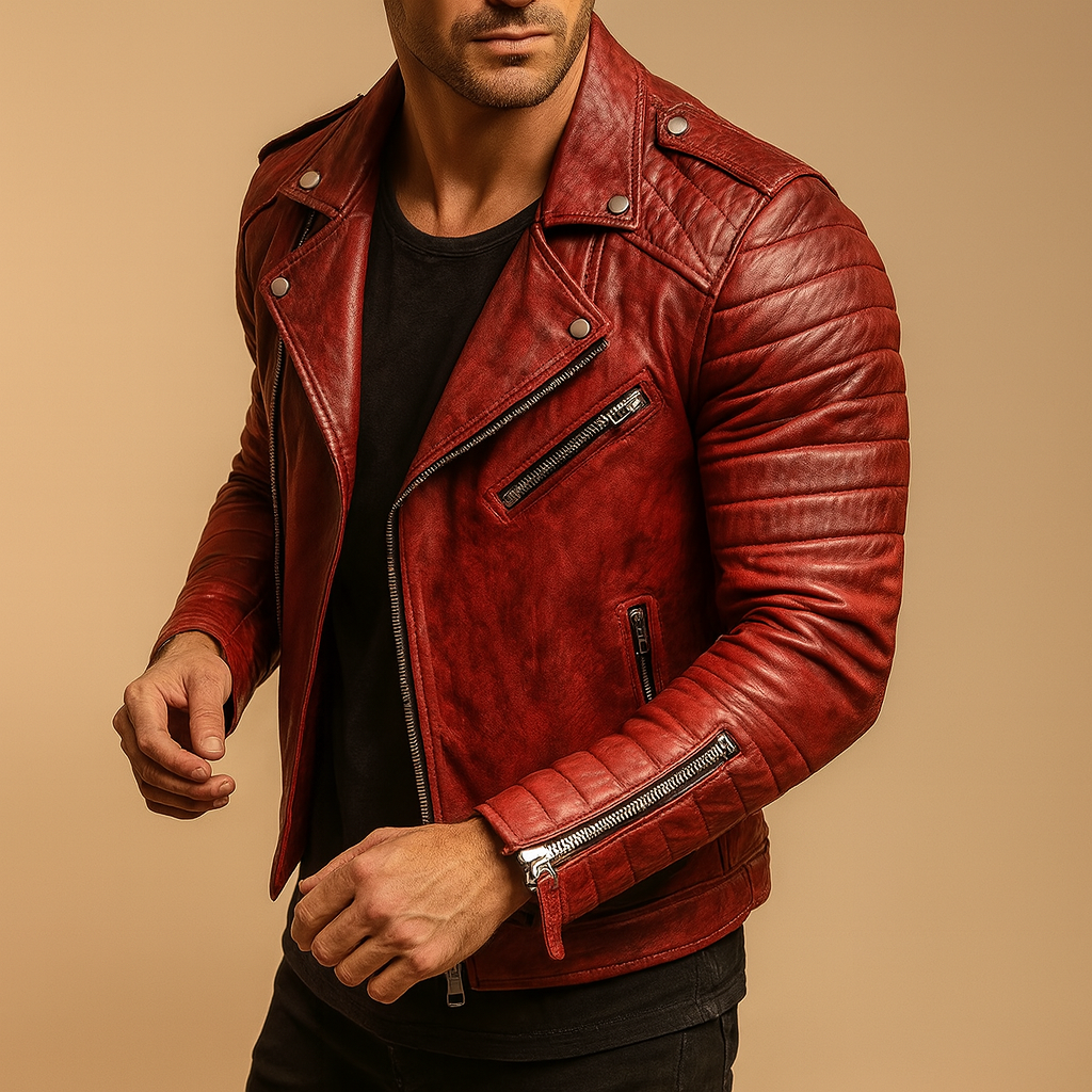 Men’s waterproof biker jacket with wind-resistant design and soft lining, ideal for autumn, winter, and rainy days in casual or business style.