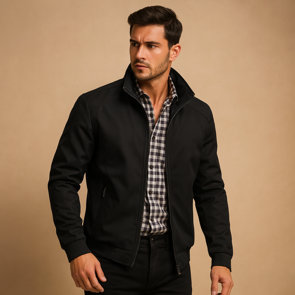 Men’s windproof summer jacket with modern collar, durable design, and classic fit, available in multiple colors for work and casual wear.