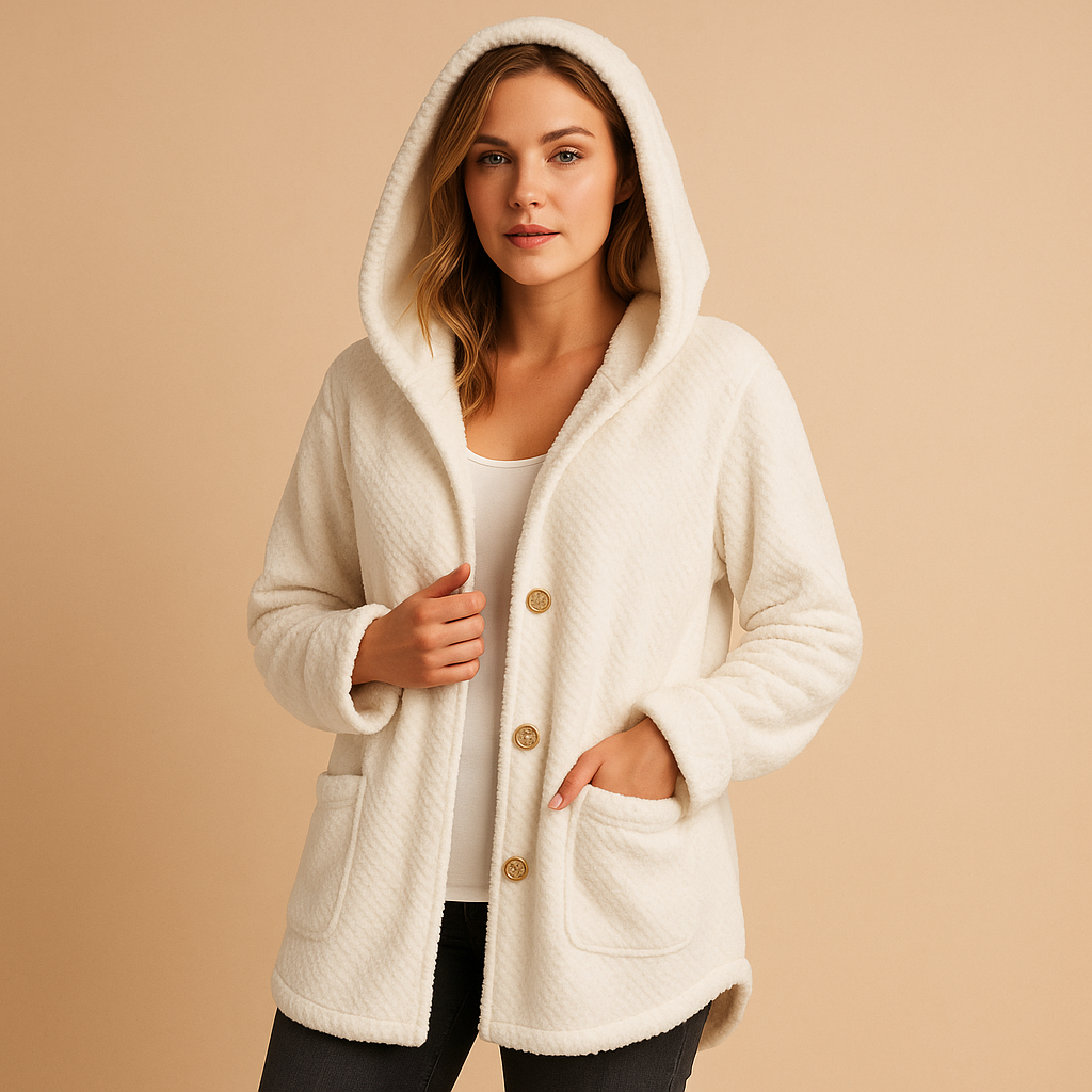 Winter coat with hood for women featuring insulated lining, water-repellent fabric, and flattering fit, available in khaki, black, navy, white, and wine red.