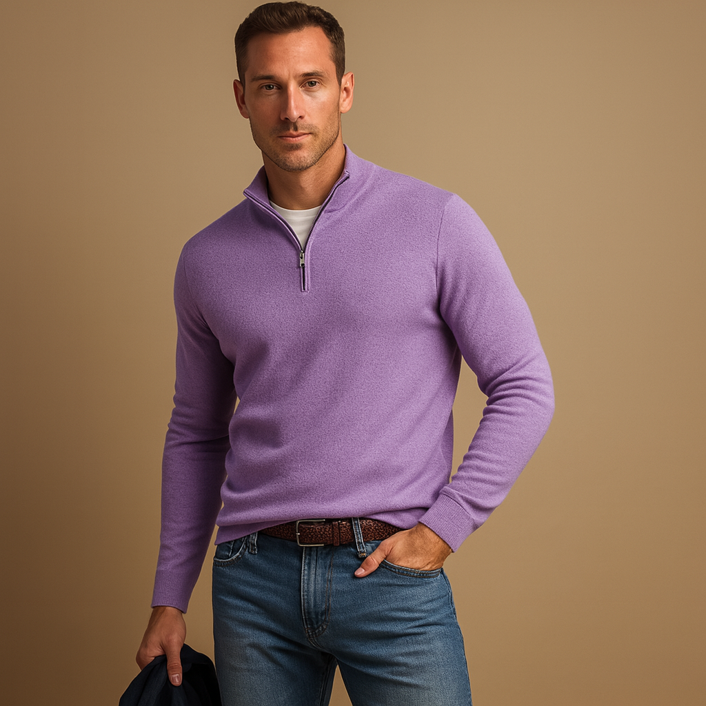 Men’s zipped cardigan with timeless design and soft fabric, perfect for autumn and winter daily wear, office looks, or casual weekends.