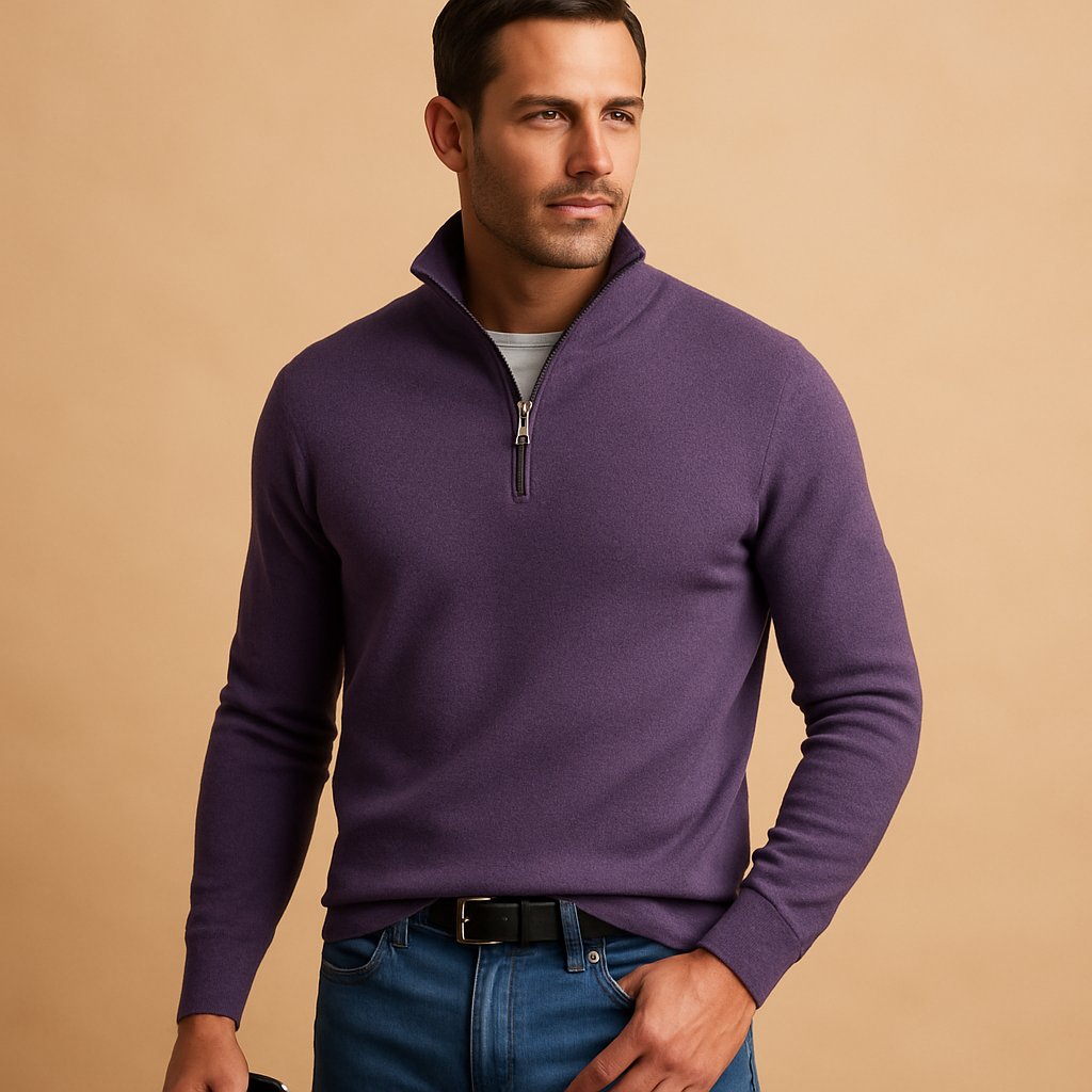 Men’s zipped cardigan with timeless design and soft fabric, perfect for autumn and winter daily wear, office looks, or casual weekends.