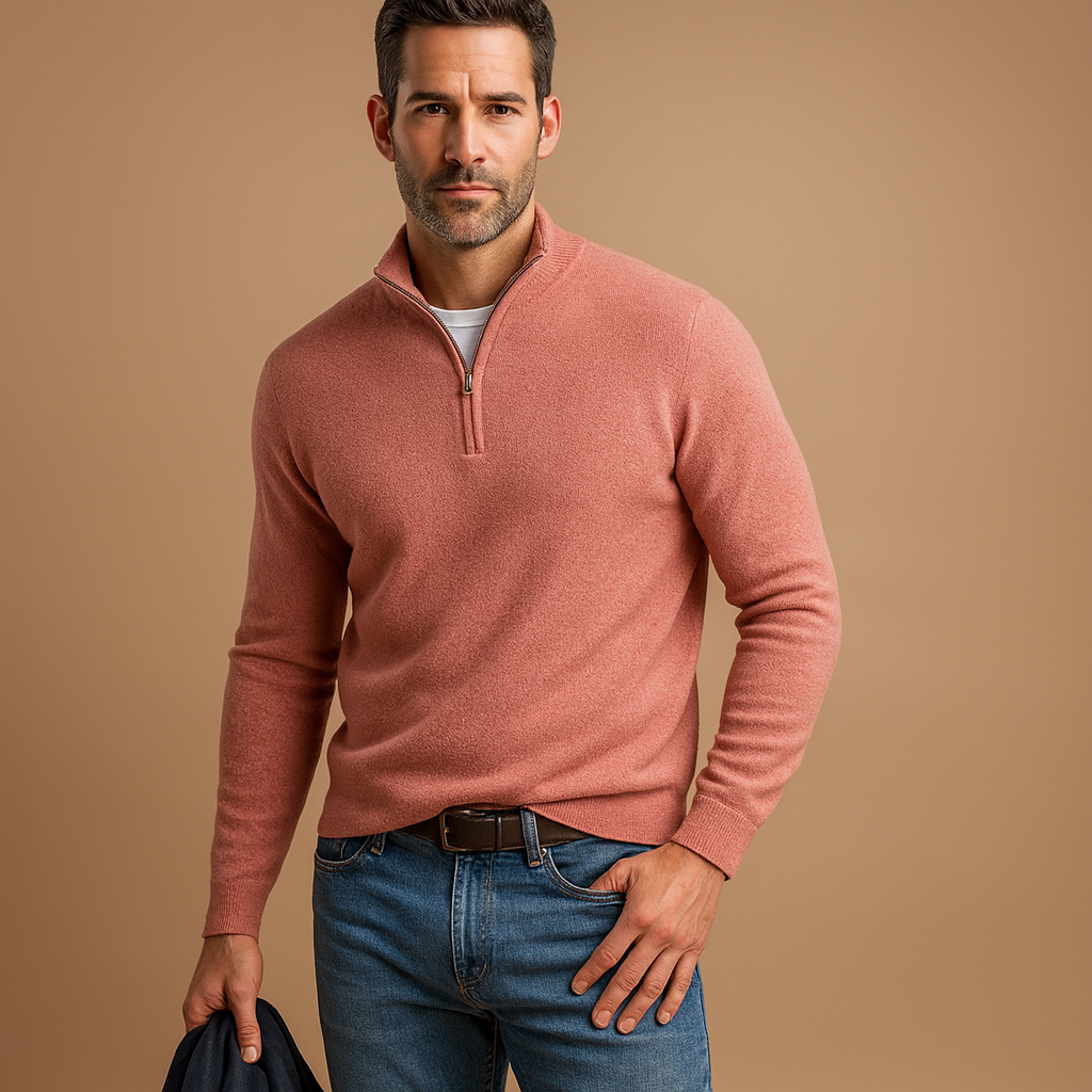 Men’s zipped cardigan with timeless design and soft fabric, perfect for autumn and winter daily wear, office looks, or casual weekends.