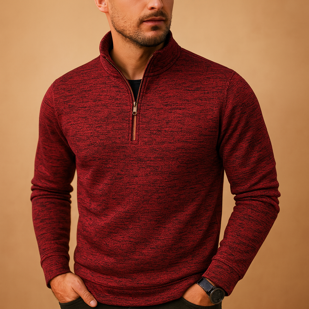 Men’s zipped sweater with soft fabric, modern look, and zipper design, available in blue, black, coffee, gray, and red. Perfect for casual or semi-formal outfits.