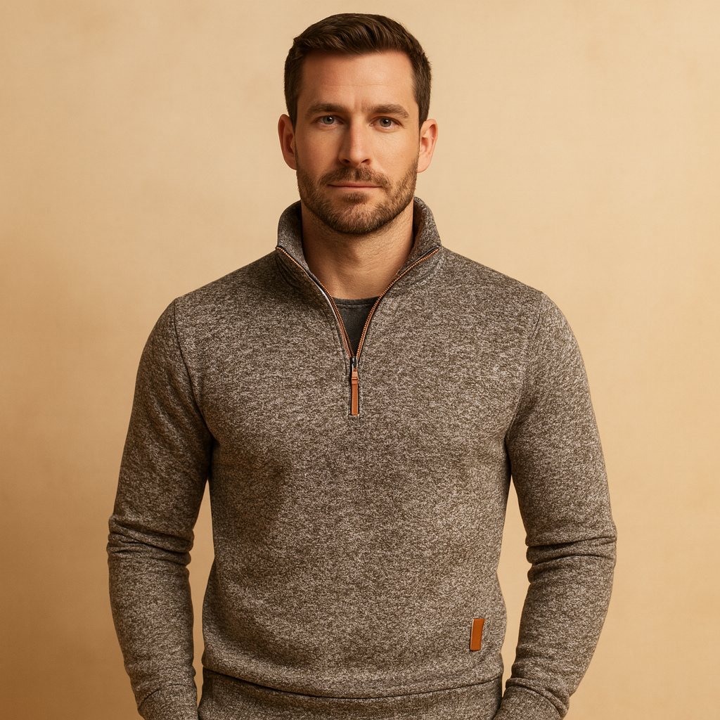 Men’s zipped sweater with soft fabric, modern look, and zipper design, available in blue, black, coffee, gray, and red. Perfect for casual or semi-formal outfits.